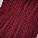 Shifra Burgundy Asymmetrical Cape Maxi Dress