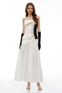 Sibylla White Twist Front Pleated Maxi Dress
