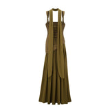 Sidonie Atrovirens Asymmetrical Maxi Gown Without Gloves