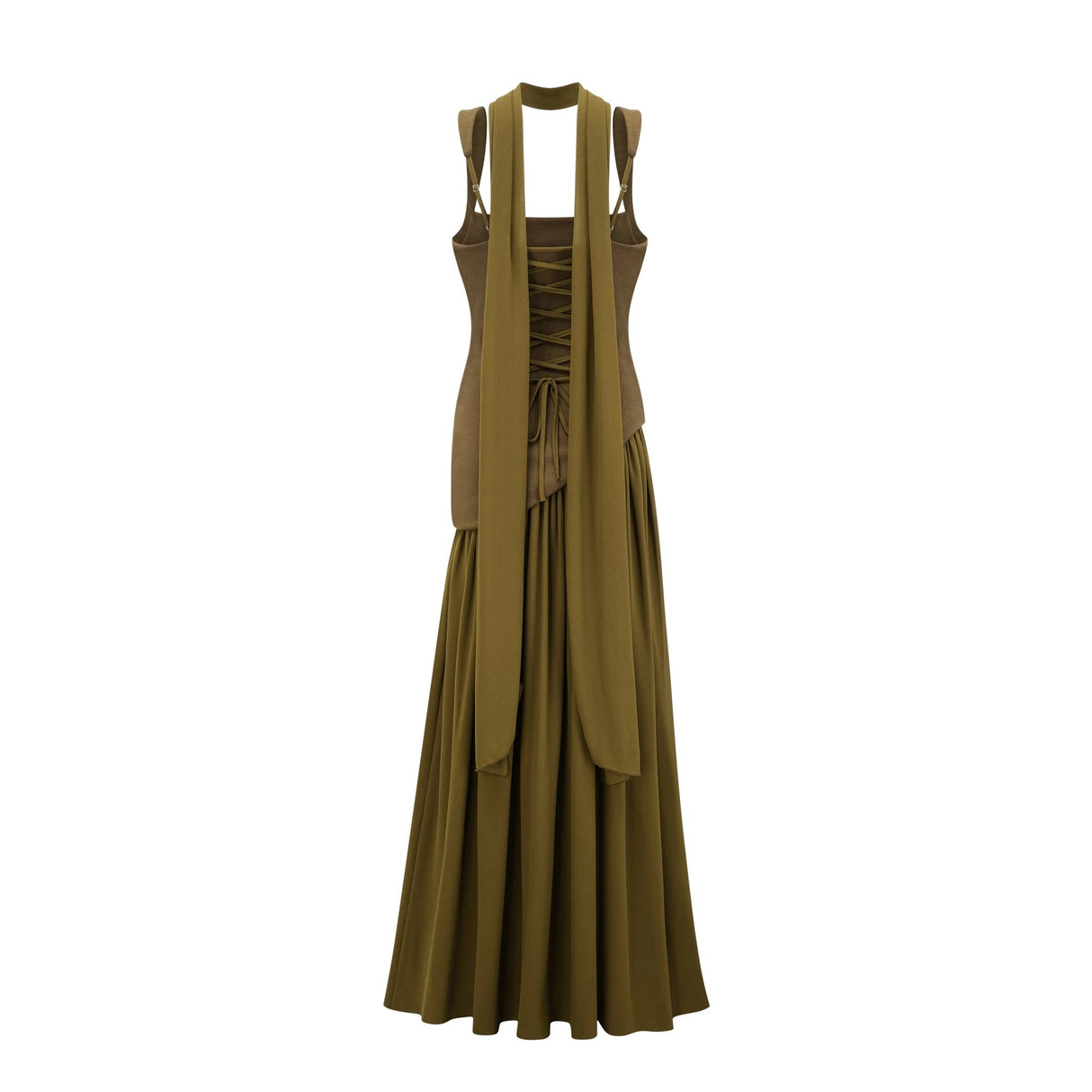 Sidonie Atrovirens Asymmetrical Maxi Gown Without Gloves