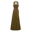 Sidonie Atrovirens Asymmetrical Maxi Gown Without Gloves