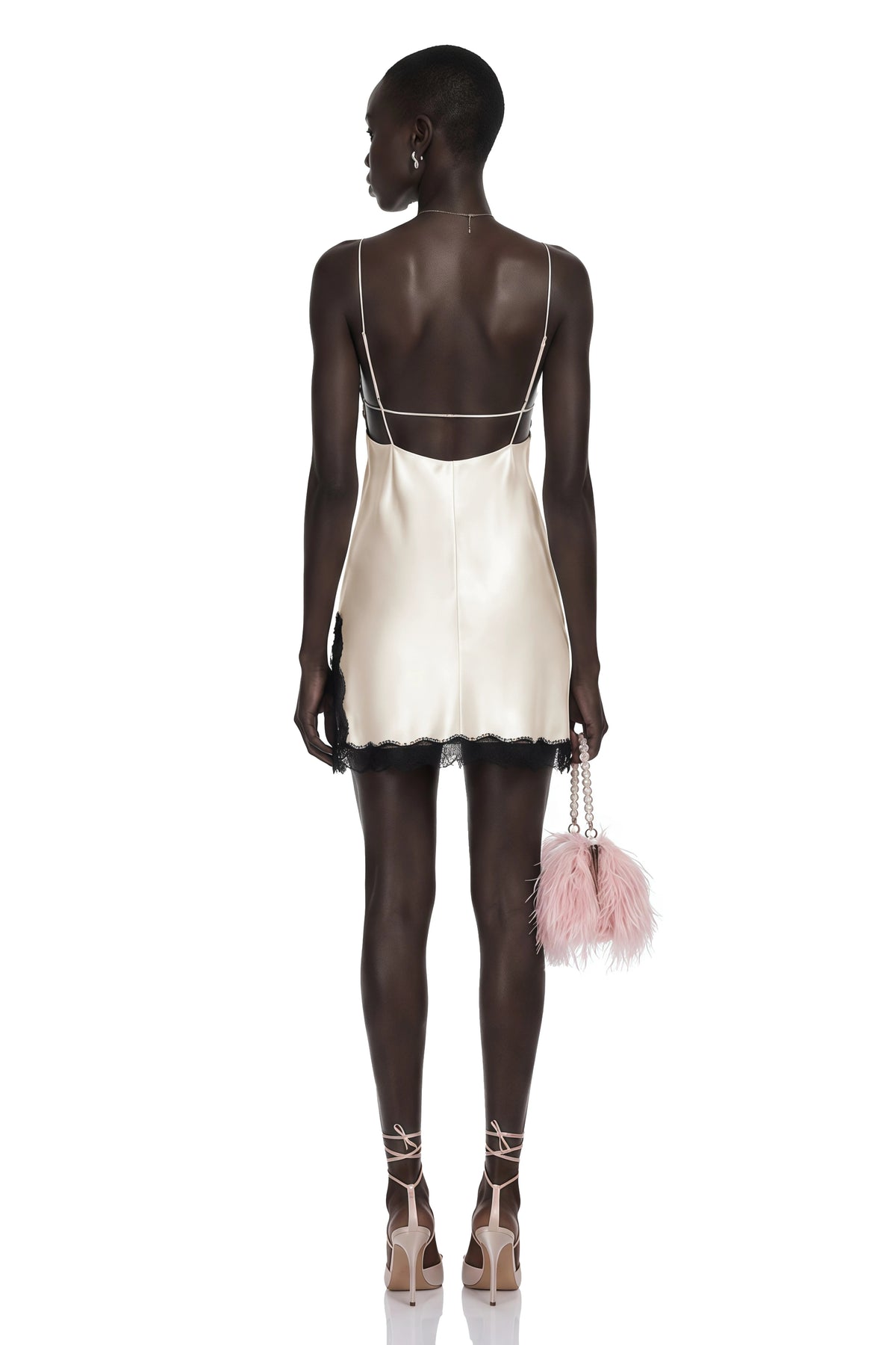 Sidonie Khaki VNeck Lace Satin Mini Dress