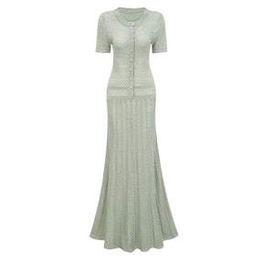 Siena shirred crochetknit maxi dress