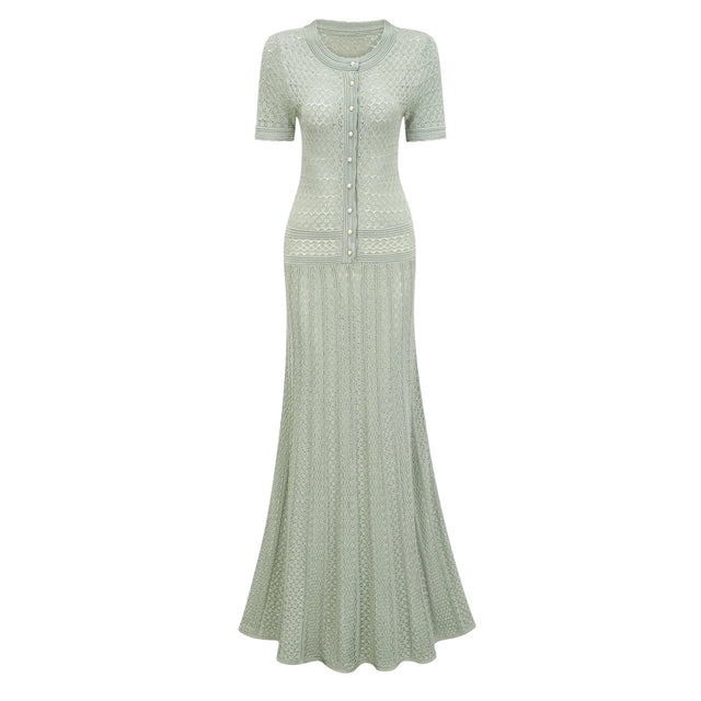 Siena shirred crochetknit maxi dress