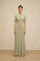 Siena shirred crochetknit maxi dress