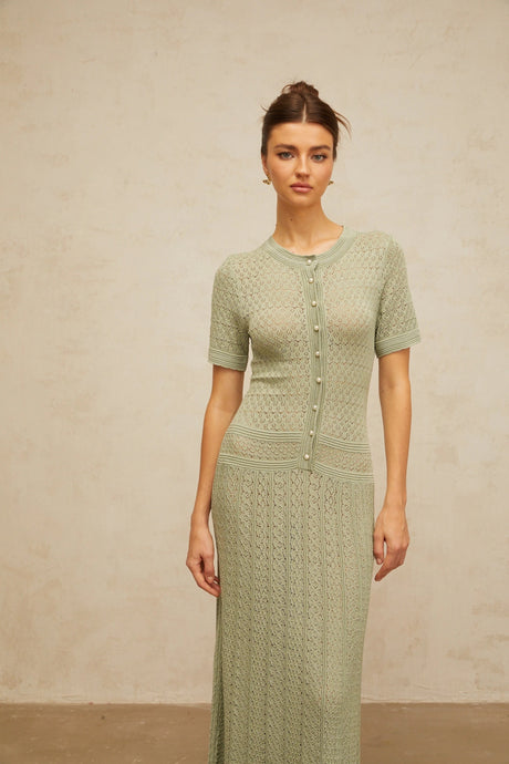 Ainsley maxi dress shirred crochet-knit
