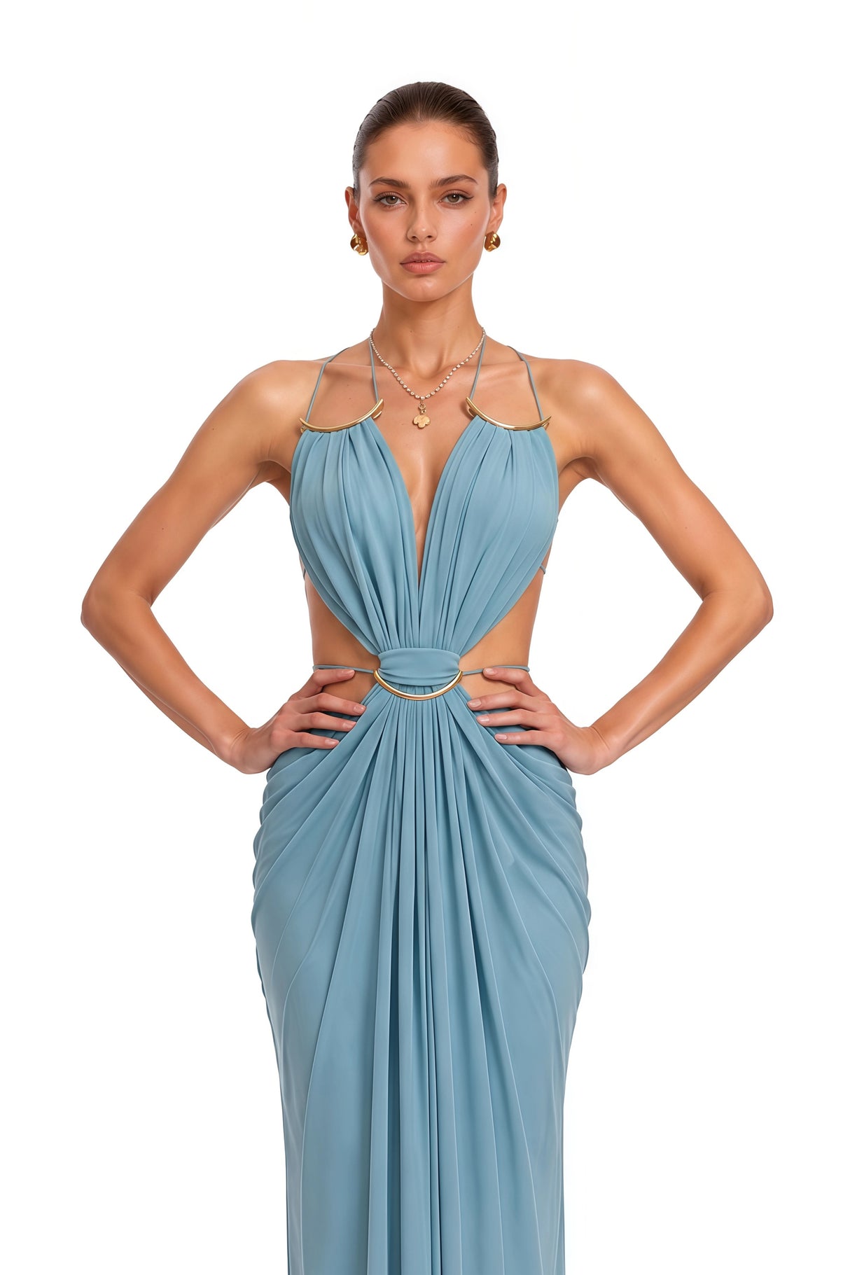 Sienna Blue CutOut Halterneck Maxi Dress