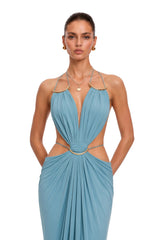 Sienna Blue CutOut Halterneck Maxi Dress