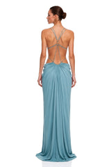 Sienna Blue CutOut Halterneck Maxi Dress