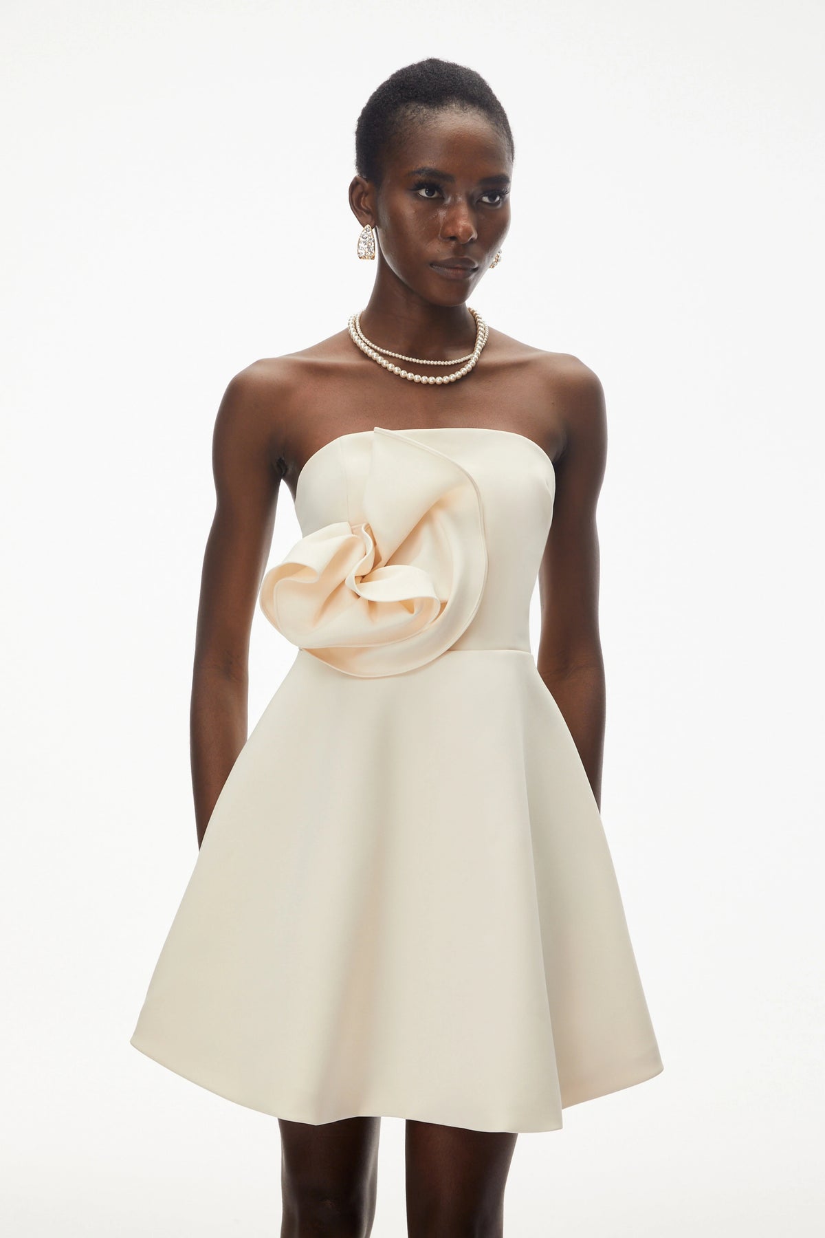 Sienna Ivory Mini Dress with 3D Floral