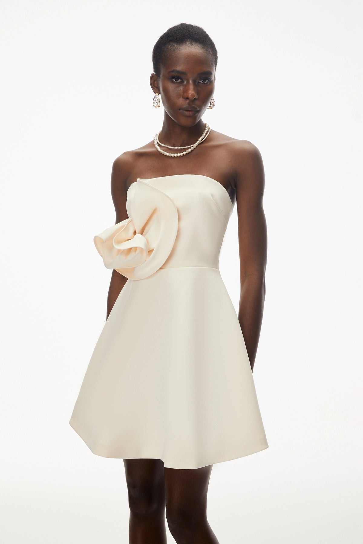 Sienna Ivory Mini Dress with 3D Floral