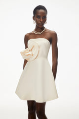 Sienna Ivory Mini Dress with 3D Floral