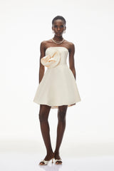 Sienna Ivory Mini Dress with 3D Floral