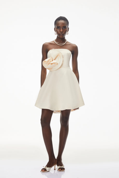 Camryn Mini Dress Ivory with 3D Floral