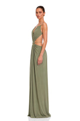 Sienna Matcha Green CutOut Halterneck Maxi Dress