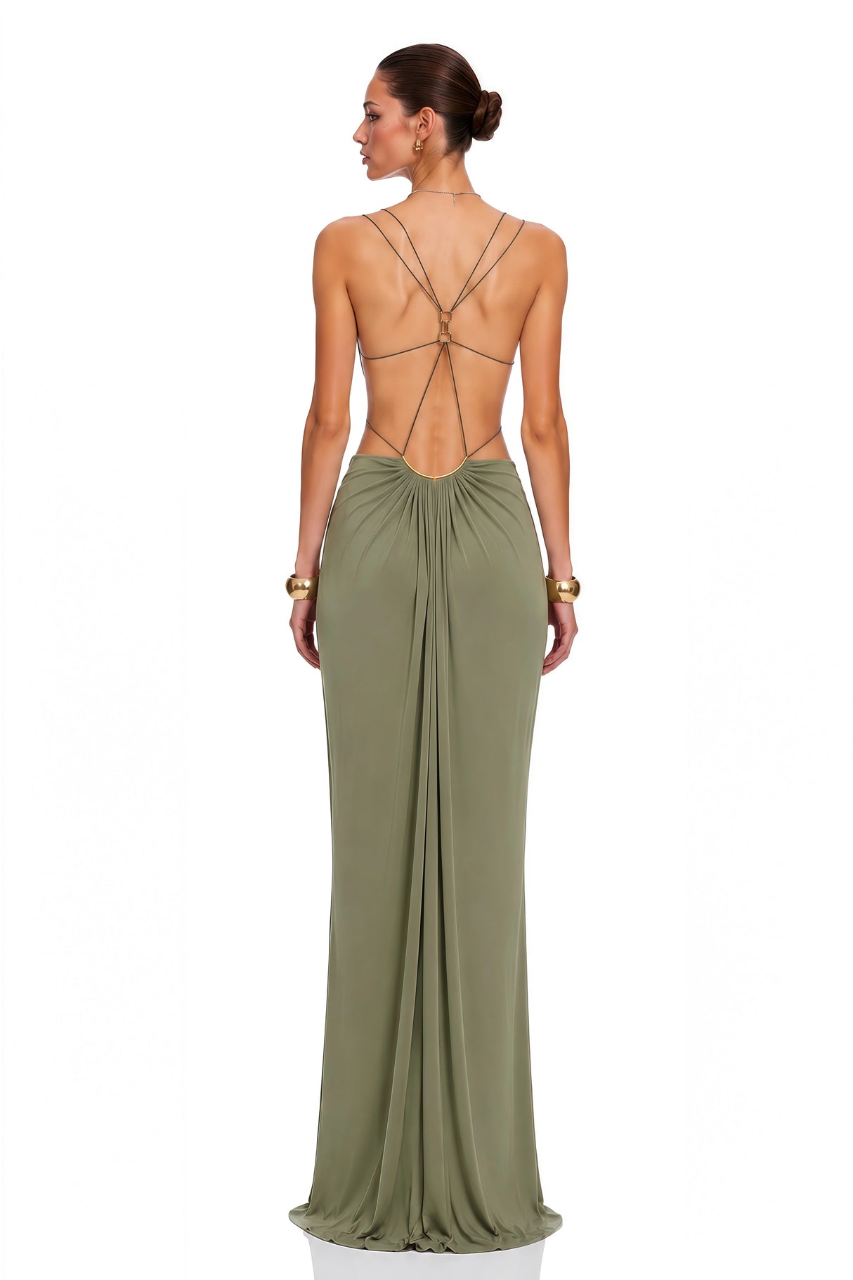 Sienna Matcha Green CutOut Halterneck Maxi Dress