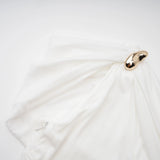 Sigrun White Asymmetrical Gathered Maxi Dress
