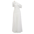 Sigrun White Asymmetrical Gathered Maxi Dress