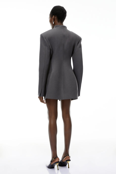 Nives Grey Asymmetrical Collarless Blazer