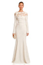 Silvia White Floral Appliqué OffShoulder Gown