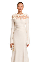 Silvia White Floral Appliqué OffShoulder Gown