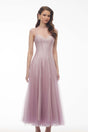 Simin Purple SemiSheer Tulle Maxi Dress