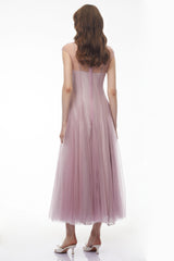 Simin Purple SemiSheer Tulle Maxi Dress