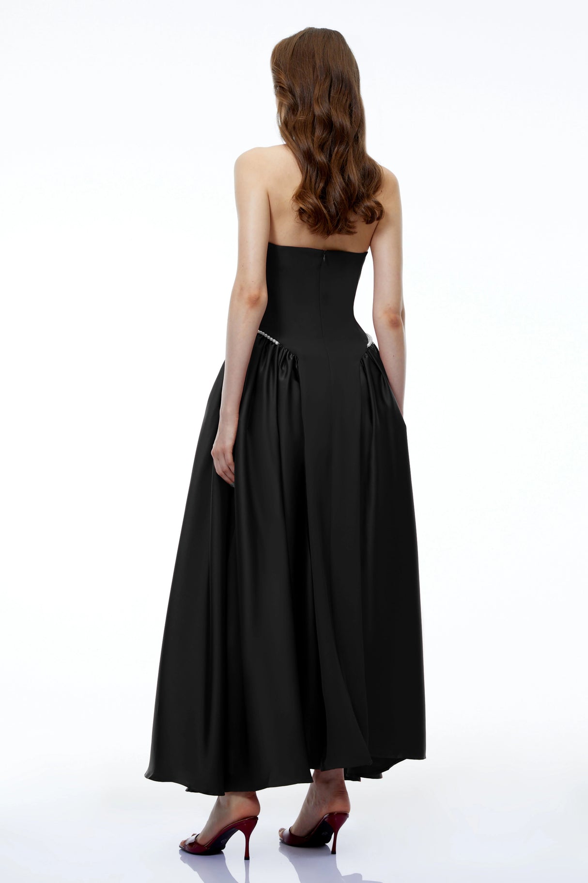Siobhan Black Halterneck Maxi Dress with Pearl Trim