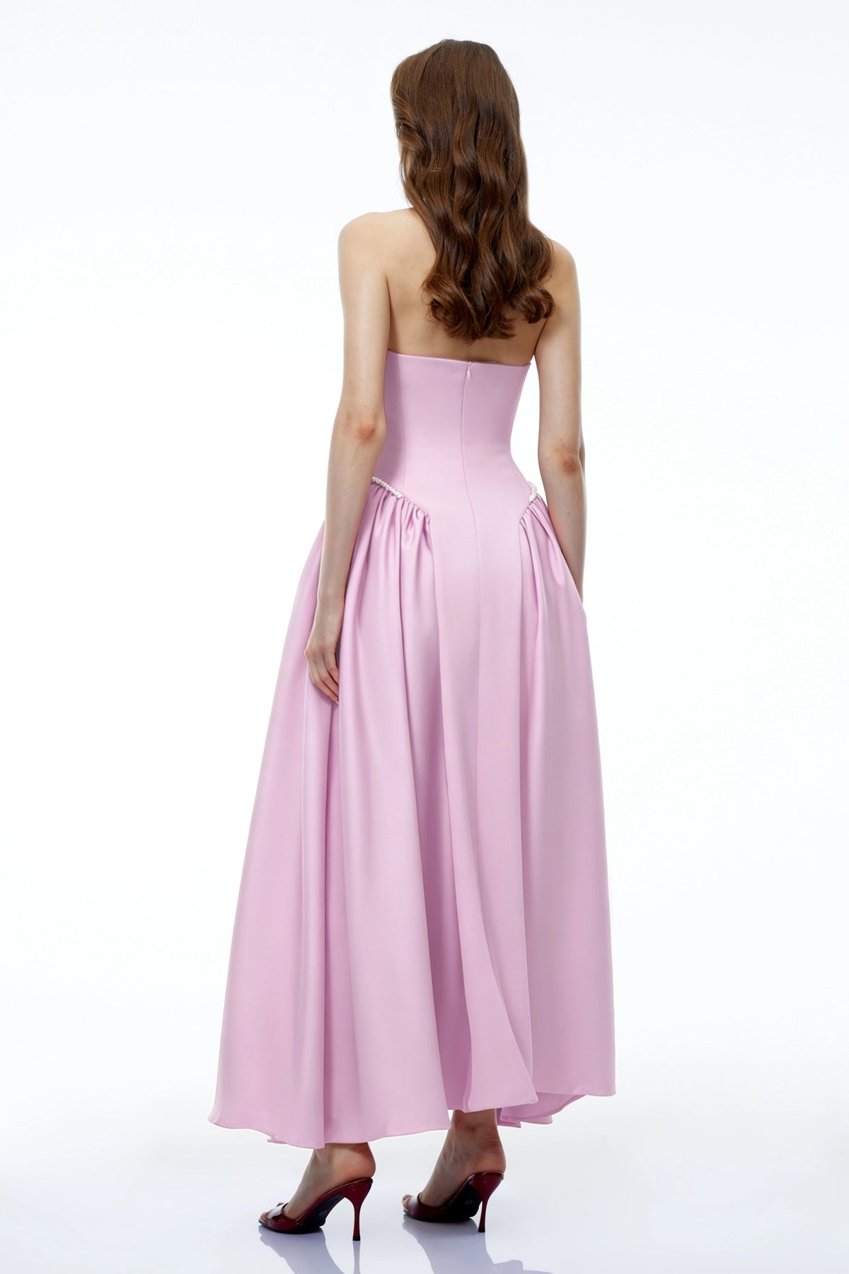 Siobhan Pink Halterneck Maxi Dress with Pearl Trim