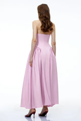 Siobhan Pink Halterneck Maxi Dress with Pearl Trim