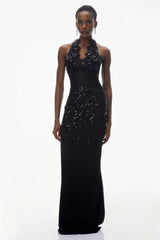 Siphokazi Black Halterneck Embellished Corset Maxi Gown