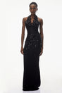 Siphokazi Black Halterneck Embellished Corset Maxi Gown