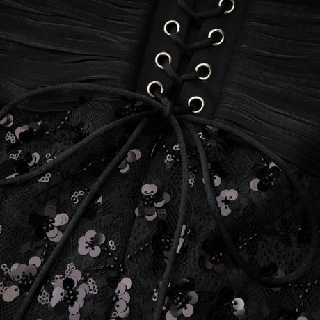 Annamaria Black Halterneck Embellished Corset Maxi Gown