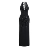 Siphokazi Black Halterneck Embellished Corset Maxi Gown