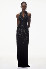 Siphokazi Black Halterneck Embellished Corset Maxi Gown