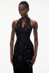Siphokazi Black Halterneck Embellished Corset Maxi Gown