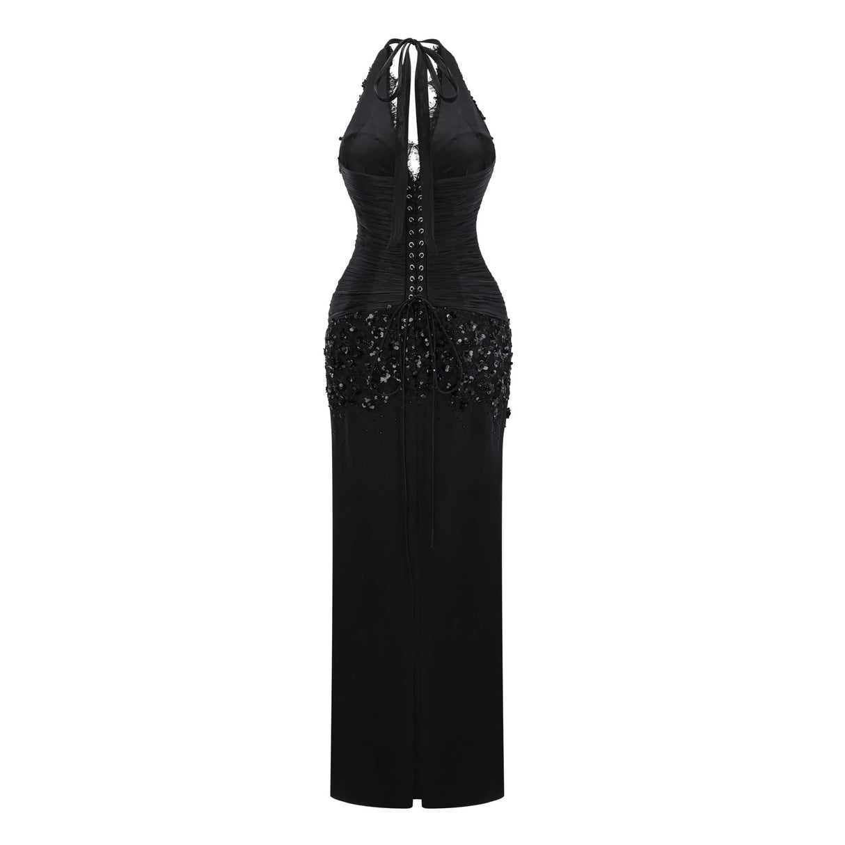 Siphokazi Black Halterneck Embellished Corset Maxi Gown