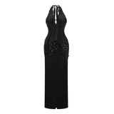 Siphokazi Black Halterneck Embellished Corset Maxi Gown