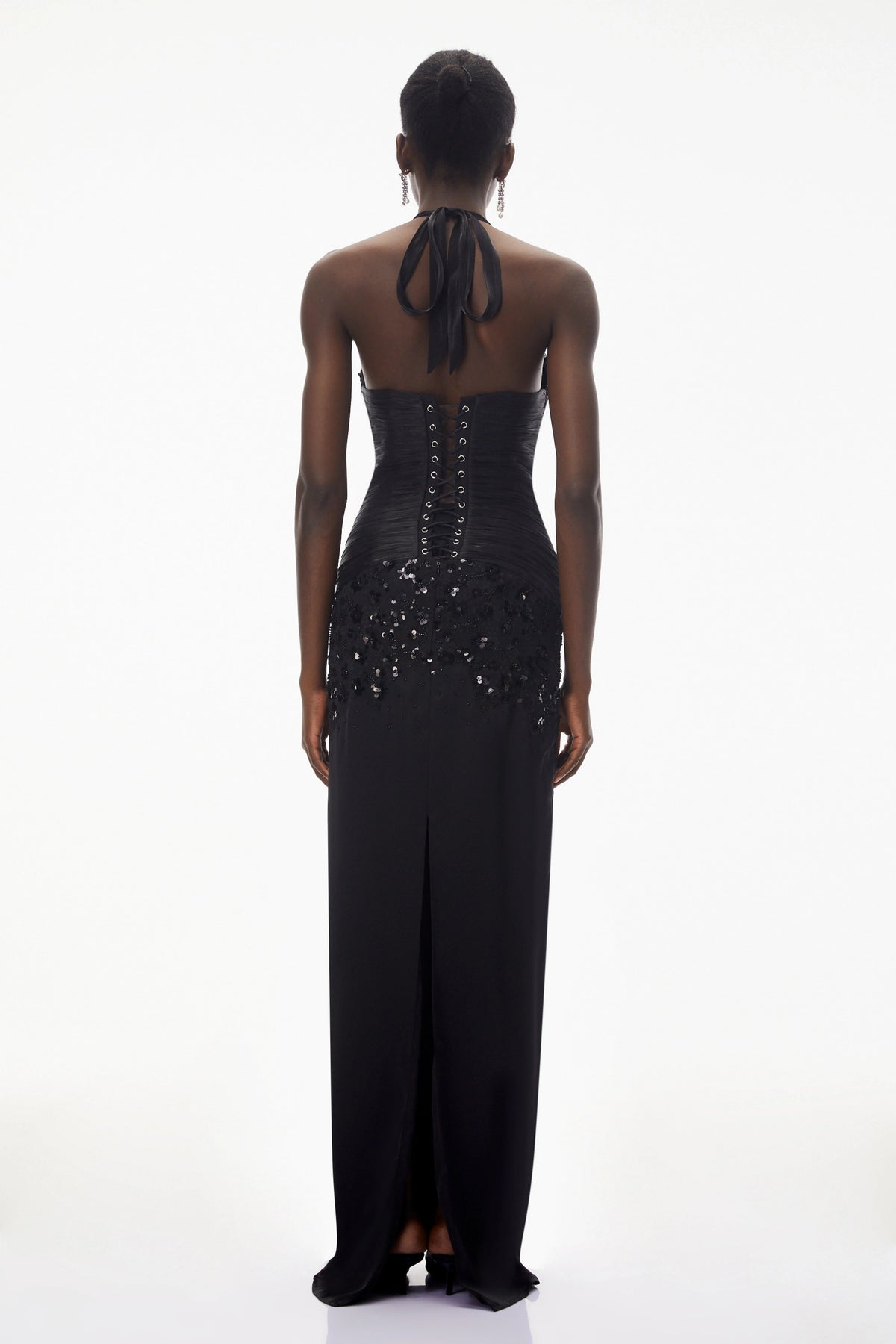 Siphokazi Black Halterneck Embellished Corset Maxi Gown
