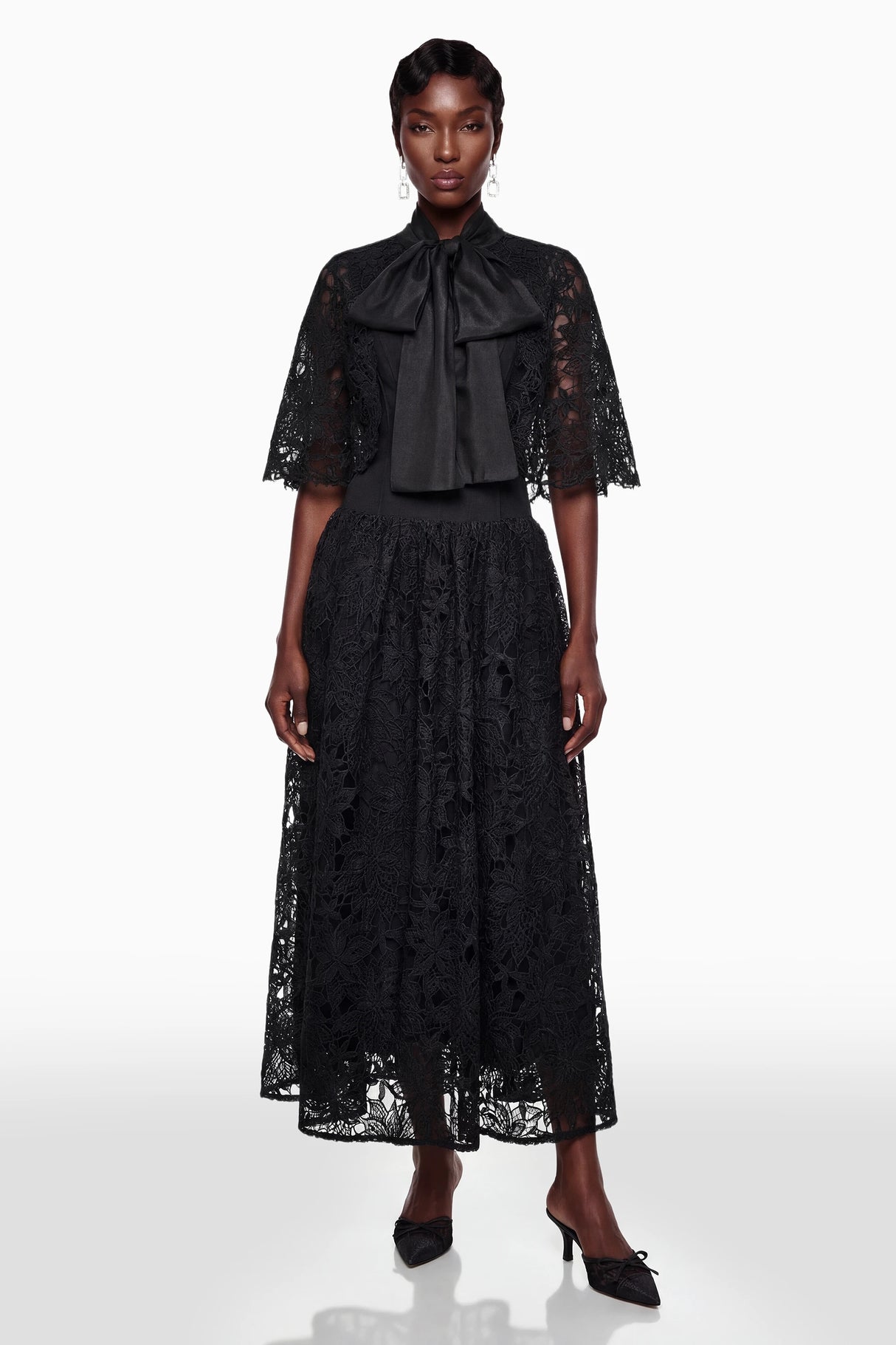 Sissel Black Floral Lace Maxi Dress with SelfTie