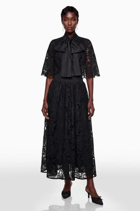 Sissel Black Floral Lace Maxi Dress with SelfTie