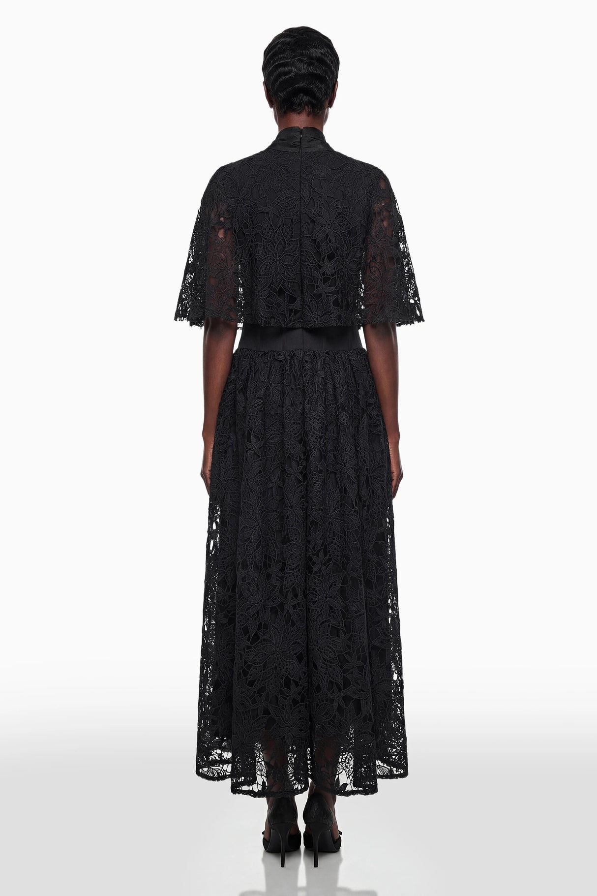 Sissel Black Floral Lace Maxi Dress with SelfTie