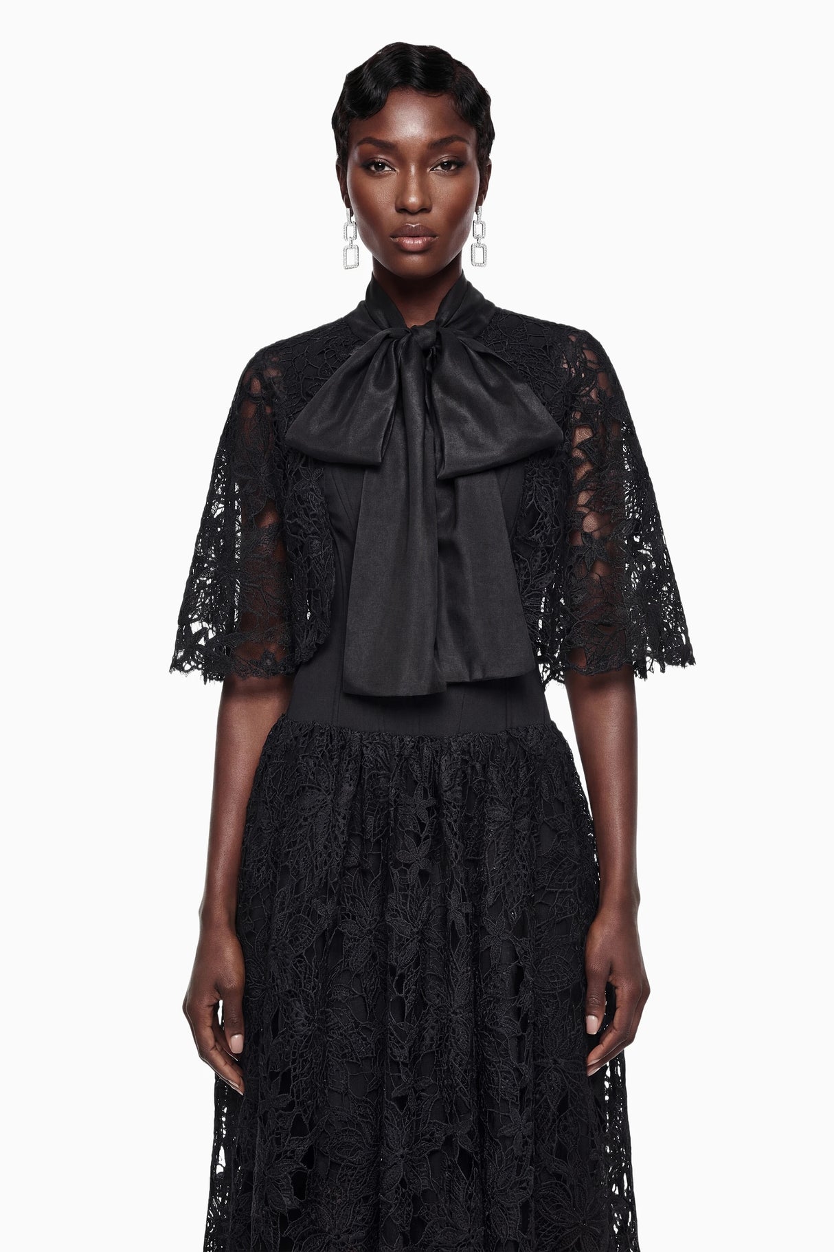 Sissel Black Floral Lace Maxi Dress with SelfTie