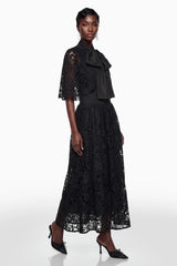 Sissel Black Floral Lace Maxi Dress with SelfTie