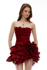 Snizhana Red Mini Dress with 3D Petals