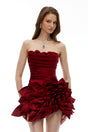 Snizhana Red Mini Dress with 3D Petals