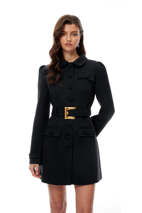Eleonora Dress Black Belted Mini Blazer