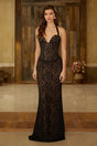 Sofia Black Floral Lace Corset Maxi Gown