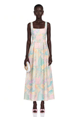 Sofía Pink Bird Print Maxi Dress