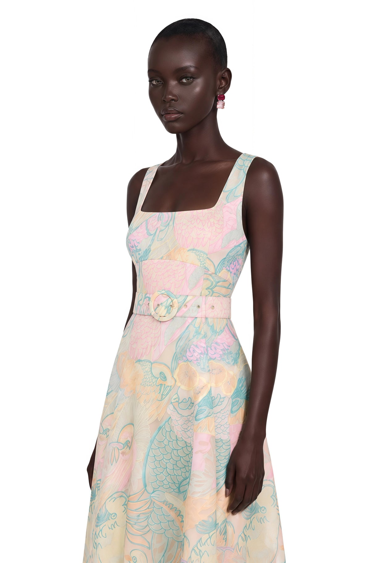 Sofía Pink Bird Print Maxi Dress